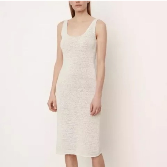 VINCE  Textured Knit Square-Neck Dress Cream Size Medium Great Condition - Picture 1 of 14